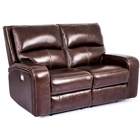 Contemporary Power Reclining Loveseat with USB Ports and Power Headrests